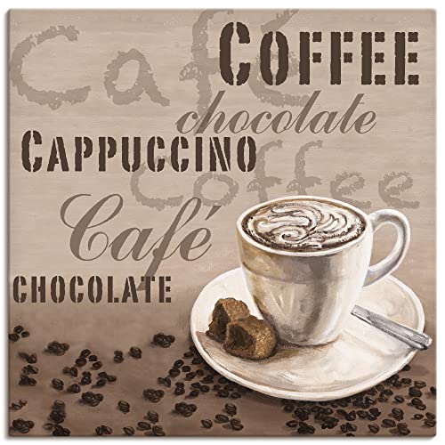 ARTLAND Wanddeko Leinwand Bilder Wandbild 40 x 40 cm Ernährung Genuss Getränke Kakao Mixed Media Creme A5TA Schokolade Cappucino von ARTLAND