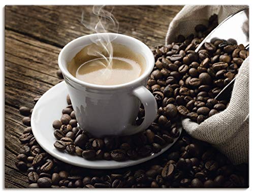 ARTLAND Wanddeko Leinwand Bilder Wandbild Kaffee Espresso Coffee Cafe Kaffeebohnen Rösterei Getränke T5VA von ARTLAND