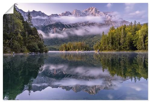 ARTLAND Wanddeko Poster & Kunstdrucke Wandposter Natur Idyll See Eibsee Alpen Berge Zugspitze Sommer Bayern U5HX von ARTLAND