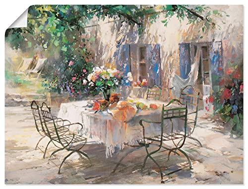 ARTLAND Wanddeko Poster & Kunstdrucke Wandposter Landschaften Garten Malerei Creme Schatten Garten D0KN von ARTLAND