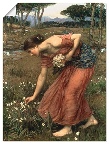 ARTLAND Wanddeko Poster & Kunstdrucke Wandposter 45x60 cm Frau Natur Wiese Blumen Ovid Narziß Realismus John William Waterhouse K6YX von ARTLAND