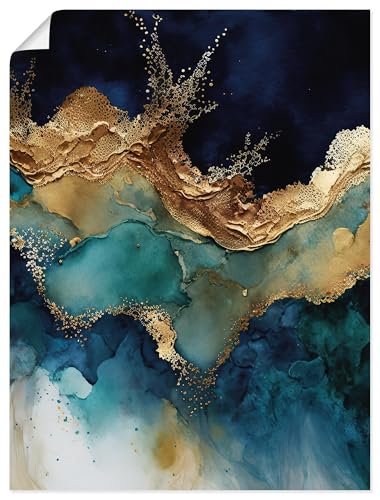 ARTLAND Wanddeko Poster & Kunstdrucke Wandposter 45x60 cm Hochformat Abstrakte Deko Modern Liquid Marmor Achat Tinte Meer U4WC von ARTLAND