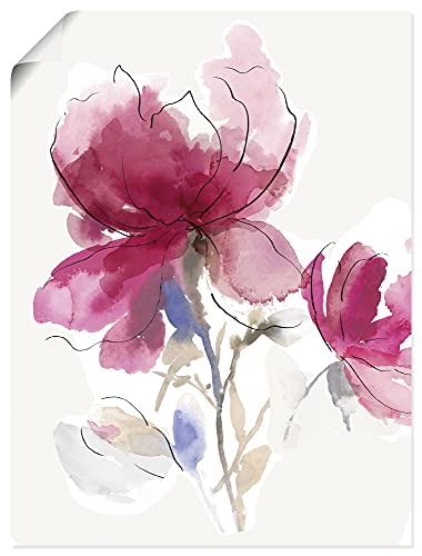 ARTLAND Wanddeko Poster & Kunstdrucke Wandposter Hochformat Gemälde Blumenbilder Blüten Modern Abstrakt Pink Rosa U2RK von ARTLAND