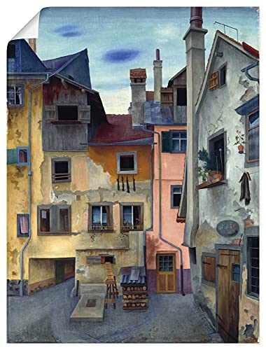 ARTLAND Wanddeko Poster & Kunstdrucke Wandposter 60x80 cm Hochformat Architektur Gemälde Stadt Bayern Alte Häuser in Lindau Rudolf Wacker U2OY von ARTLAND