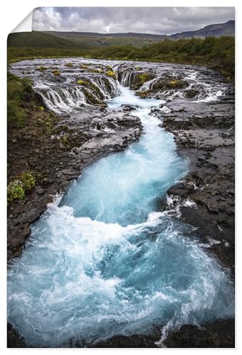 ARTLAND Wanddeko Poster & Kunstdrucke Wandposter 60x90 cm Deko Natur Landschaft Wasserfall Bruarfoss Island U5LM von ARTLAND