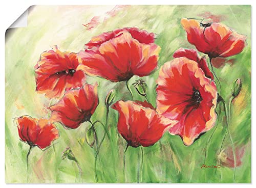 ARTLAND Wanddeko Poster & Kunstdrucke Wandposter Botanik Blumen Mohnblume Malerei Rot Rote Mohnblumen A7MS von ARTLAND