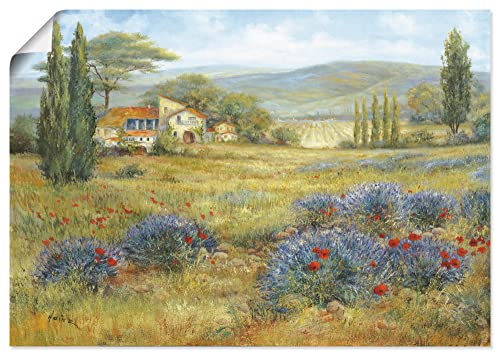 ARTLAND Wanddeko Poster & Kunstdrucke Wandposter Landschaften Europa Frankreich Malerei Grün Provence Lavendelwiese A1HP von ARTLAND