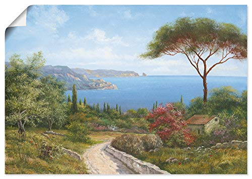 ARTLAND Wanddeko Poster & Kunstdrucke Wandposter Landschaft Toskana Meer Küste Natur Wald Baum Himmel Malerei T4DL von ARTLAND