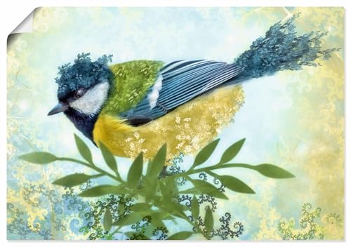 ARTLAND Wanddeko Poster & Kunstdrucke Wandposter Querformat Meise Vogel Ast Blätter Fraktale Farben U3RC von ARTLAND