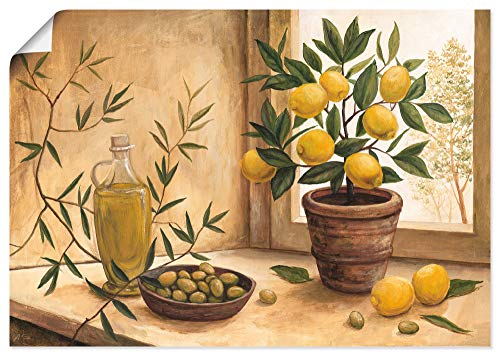 ARTLAND Wanddeko Poster & Kunstdrucke Wandposter Stillleben Toskana Mediterran Oliven Zitrone Essen Lebensmittel Malerei T4HV von ARTLAND