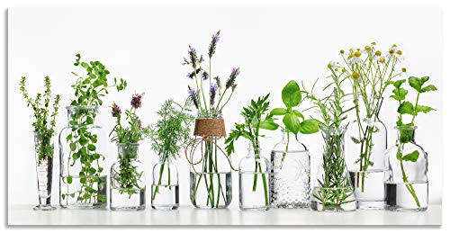 ARTland Wanddeko Wandbild Alu Verbundplatte für Innen & Outdoor Bild Querformat Modern Küchenbilder Pflanzen Kräuter Blumen Gewürze Grün H9KE von ARTLAND