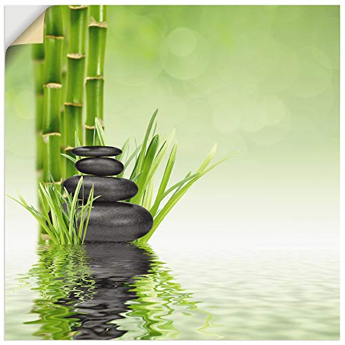 ARTland Wanddeko Wandtattoo selbstklebende Vinylfolie 100x100 cm Asiatische Motive Zen Spa Wasser Steine Bambus R2PR von ARTLAND