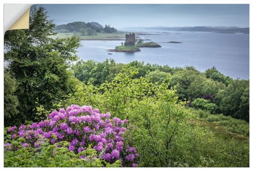 ARTland Wanddeko Wandtattoo selbstklebende Vinylfolie 120x80 cm Landschaften Pflanzen Blumen Rhododendron Burg Castle Stalker Schottland U5CO von ARTLAND