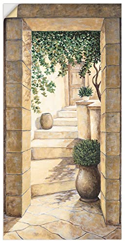 ARTland Wanddeko Wandtattoo selbstklebende Vinylfolie 20 x 40 cm Architektur Fenster Türen Malerei Creme Eingang Fresco D5CN von ARTLAND