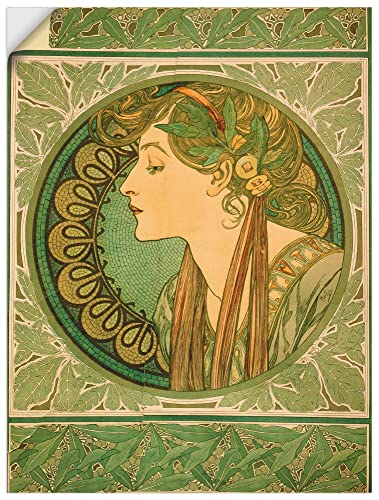 ARTland Wanddeko Wandtattoo selbstklebende Vinylfolie Frau Blätter Portrait Silhouette Lorbeer 1921 Jugendstil Alfons Mucha R0HU von ARTLAND