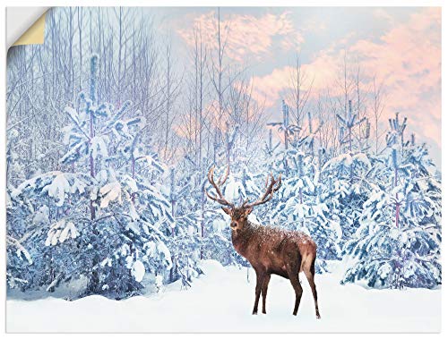ARTland Wanddeko Wandtattoo selbstklebende Vinylfolie 40x30 cm Querformat Tiere Hirsch Natur Landschaft Wald Winterlandschaft Geweih U1TP ARTland Wanddeko Wandtattoo selbstklebende Vinylfolie 40x30 cm Querformat Tiere Hirsch Natur Landschaft Wald Winterlandschaft Geweih U1TP von ARTLAND