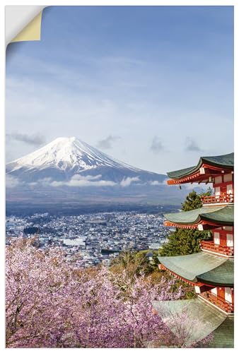 ARTland Wanddeko Wandtattoo selbstklebende Vinylfolie 40x60 cm Japanische Deko Landschaftbilder Japan Fuji Chureito Pagode Kirschblüten U5GS von ARTLAND