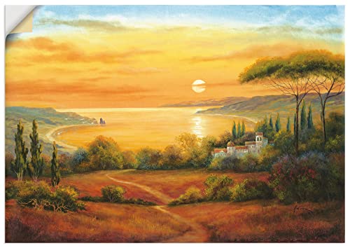 ARTland Wanddeko Wandtattoo selbstklebende Vinylfolie Landschaften Europa Italien Malerei Ocker Toskanabucht II A5JX von ARTLAND