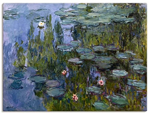 ARTland Leinwandbilder Wandbild Bild auf Leinwand 60x45 cm Wanddeko Teich See Pflanzen Blumen Seerosen Nympheas 1918 Impressionismus Claude Monet T7DE von ARTLAND