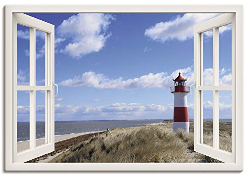 ARTLAND Wanddeko Leinwand Bilder Wandbild 100x70 cm Fensterblick Fenster Strand Meer Maritim Düne Leuchtturm Sylt Nordsee T5SD ARTLAND Wanddeko Leinwand Bilder Wandbild 100x70 cm Fensterblick Fenster Strand Meer Maritim Düne Leuchtturm Sylt Nordsee T5SD von ARTLAND