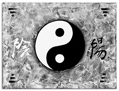 Artland Leinwandbild Wandbild Bild auf Leinwand 120x90 cm Wanddeko Ying Yang Asien Asiatisch Feng Shui Yoga Modern Schwarz Weiß T4FI von ARTLAND