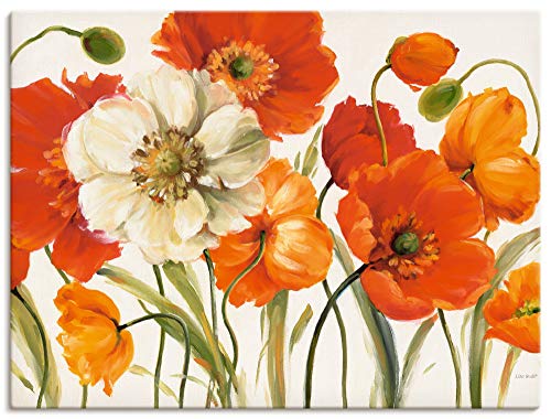 ARTland Leinwandbilder Wandbild Bild auf Leinwand 60x45 cm Wanddeko Mohnblumen Botanik Blumen Blüten Shabby Chic Malerei Kunst L1CL von ARTLAND