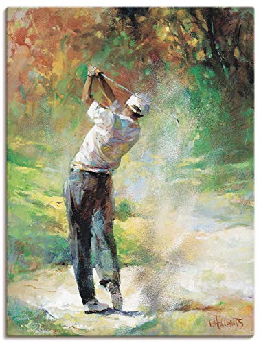 ARTland Leinwandbilder Wandbild Bild auf Leinwand 90x120 cm Wanddeko Golf Landschaft Golfplatz Sport Kunst Malerei Modern B8XP von ARTLAND