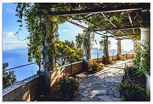 ARTland Wandbild Alu Verbundplatte für Innen & Outdoor Bild 60x40 cm Ausblick Meer Strand Küste Garten Villa Capri Italien U2IS von ARTLAND