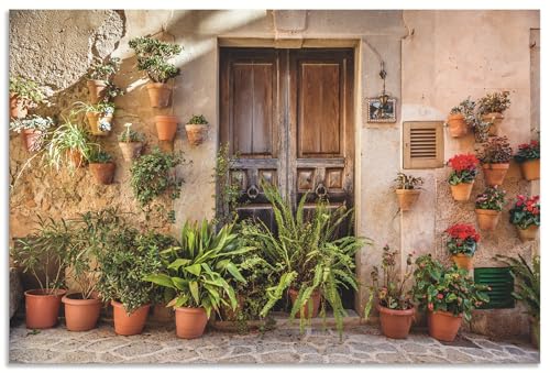 ARTland Wanddeko Wandbild Alu Verbundplatte für Innen & Outdoor Bild 60x40 cm Stadtbilder Pflanzen Altstadt Mallorca Spanien Mediterran U2IV von ARTLAND