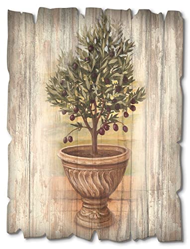 Artland Wandbild aus Holz Shabby Chic Holzbild rechteckig 30x40 cm Blumentopf Pflanzen Olivenbaum Toskana Rustikal Vintage U0PU von ARTLAND