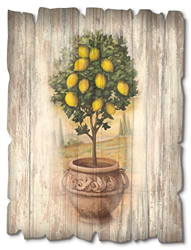 Artland Wandbild aus Holz Shabby Chic Holzbild rechteckig 30x40 cm Blumentopf Pflanzen Zitronenbaum Mediterran Rustikal Vintage U0PT von ARTLAND