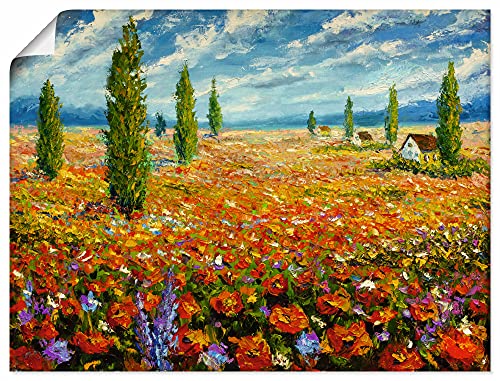 Poster Kunstdruck Bild ohne Rahmen 60x45 cm Querformat Landschaft Blumenbilder Mohnblume Natur Gemälde Rot U1SV ARTland von ARTLAND
