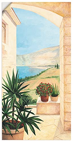 Wandbild selbstklebende Vinylfolie 30 x 60 cm Landschaften Fensterblick Italien Malerei Creme A5DK Blick auf Toskanalandschaft von ARTLAND