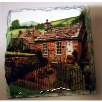 Altes Schulhaus Cottage - Untersetzer Aus Schiefer von ARTMINISTER