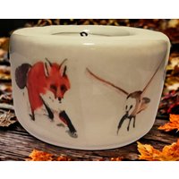 Fuchs Und Eule Teelicht Kerzenhalter - Keramik Hand Gedruckt Fuchs Und Eule Teelicht Kerzenhalter - Keramik Hand Gedruckt von ARTMINISTER