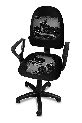 ARTOFIS Schreibtischstuhl mit Höhenverstellbar für Kinder - Ergonomischer Kinderschreibtischstuhl mit 5 Rollen, Drehbarer Jungendstuhl mit Rückenlehne, Rider Motiv Schwarz von ARTOFIS