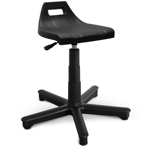 ARTOFIS Spezialist Drehhocker mit Höhenverstellbar und Rückenlehne - Ergonomischer Werkstatthocker mit 5 rutschfeste Füße, Teleskopischer Hocker für Werkstatt und Werkraum von ARTOFIS