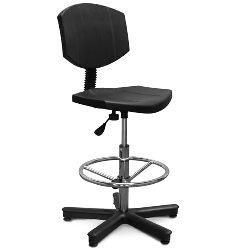 ARTOFIS Werkstattstuhl mit Höhenverstellbar und Fußstütze - Teleskopischer Drehhocker mit 5 rutschfeste Füße, Ergonomischer Hocker mit Höhenverstellung für Werkstatt und Werkraum von ARTOFIS