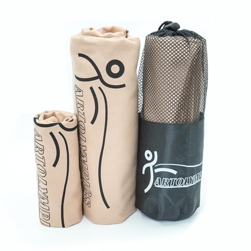 ARTOLYMPICS mikrofaser Handtuch, Set aus Zwei Sport- microfaser handtücherset - für Sauna, Fitness, Sport und Reise- | Strandtuch mikrofaser, Sporttuch | Braun S &L (75 x 35+140 x 70cm) von ARTOLYMPICS