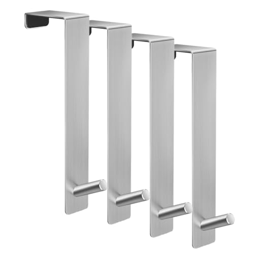 ARTOYS Edelstahl Türhaken zum Einhängen, 4er Set – 4 cm Breite, 17,7 cm Länge – Schwerlastfähig, Schaumstoffschutz, Bohrfrei – Perfekt für Türen, Kleidung, Taschen & mehr von ARTOYS