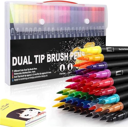 ARTOYS Filzstifte Dicke und Dünne, 72 Farben Dual Brush Pen Set, Marker Fineliner für Kinder und Erwachsene Mandala Spitze Fasermaler 1-2 mm/Fineliner 0,4 mm ARTOYS Filzstifte Dicke und Dünne, 72 Farben Dual Brush Pen Set, Marker Fineliner für Kinder und Erwachsene Mandala Spitze Fasermaler 1-2 mm/Fineliner 0,4 mm von ARTOYS