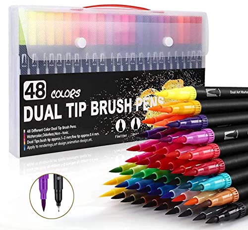 ARTOYS Filzstifte Set,48 Farben,Dual Brush Pen Set Dicke und Dünne Spitze für Kinder und Erwachsene Mandala Fasermaler 1-2 mm/Fineliner 0,4 mm ARTOYS Filzstifte Set,48 Farben,Dual Brush Pen Set Dicke und Dünne Spitze für Kinder und Erwachsene Mandala Fasermaler 1-2 mm/Fineliner 0,4 mm von ARTOYS