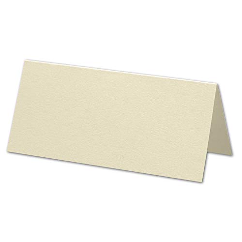 ARTOZ 100x Tischkarten - Chamois (Creme) - 45 x 100 mm blanko Platz-Kärtchen - Faltkarten für Festliche Tafel - Tischdekoration - 220 g/m² gerippt von ARTOZ