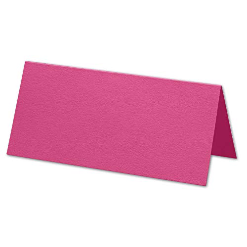 ARTOZ 100x Tischkarten - Fuchsia (Pink) - 45 x 100 mm blanko Platz-Kärtchen - Faltkarten für festliche Tafel - Tischdekoration - 220 g/m² gerippt von ARTOZ