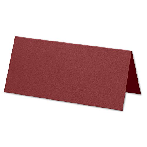 ARTOZ 100x Tischkarten - Weinrot (Rot) - 45 x 100 mm blanko Platz-Kärtchen - Faltkarten für festliche Tafel - Tischdekoration - 220 g/m² gerippt von ARTOZ