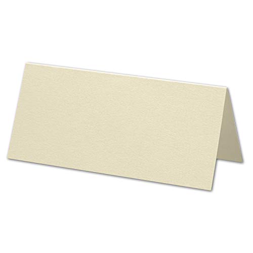 ARTOZ 150x Tischkarten - Chamois (Creme) - 45 x 100 mm blanko Platz-Kärtchen - Faltkarten für festliche Tafel - Tischdekoration - 220 g/m² gerippt von ARTOZ