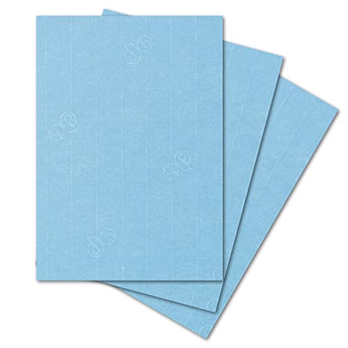 ARTOZ 15x Bastelpapier - Azurblau - DIN A4 297 x 210 mm - 220 Gramm pro m² - Edle Egoutteur-Rippung - Hochwertiges Designpapier Urkundenpapier Bastelkarton von ARTOZ
