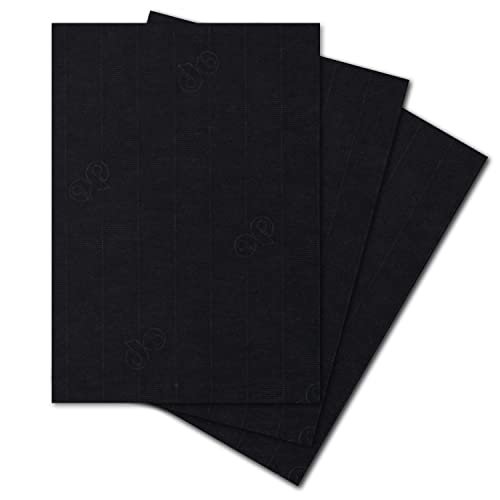 ARTOZ 15x Bastelpapier - Schwarz - DIN A4 297 x 210 mm - 220 Gramm pro m² - Edle Egoutteur-Rippung - Hochwertiges Designpapier Urkundenpapier Bastelkarton von ARTOZ