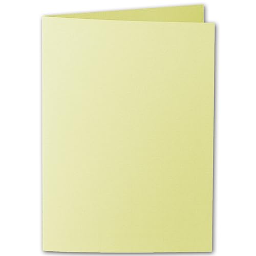 ARTOZ 15x DIN A5 Faltkarten - Limette (Gelb) gerippt 148 x 210 mm Klappkarten hochdoppelt - Blanko Doppelkarte mit 220 g/m² edle Egoutteur-Rippung von ARTOZ