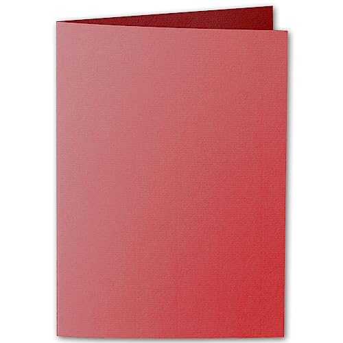 ARTOZ 15x DIN A5 Faltkarten - Rot (Rot) gerippt 148 x 210 mm Klappkarten hochdoppelt - Blanko Doppelkarte mit 220 g/m² edle Egoutteur-Rippung von ARTOZ